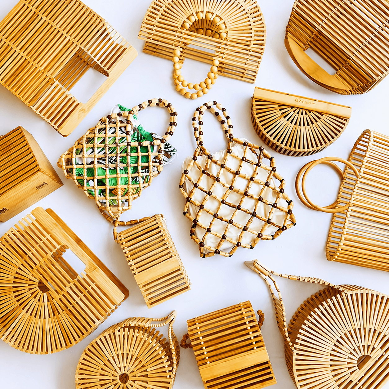 Handwoven bamboo bag collection